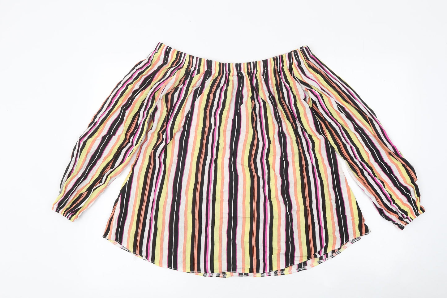 Select Womens Multicoloured Striped Viscose Basic Blouse Size 12 Off the Shoulder