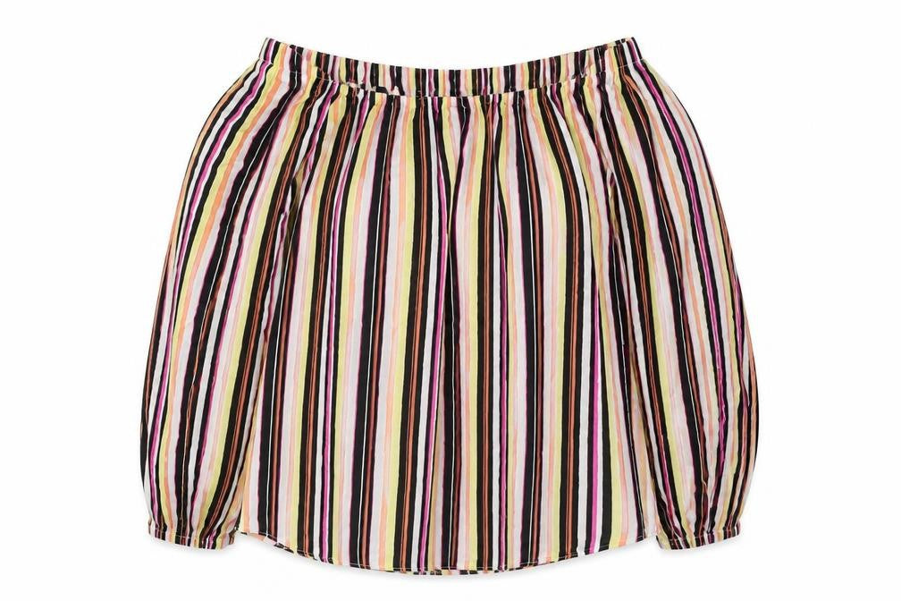 Select Womens Multicoloured Striped Viscose Basic Blouse Size 12 Off the Shoulder