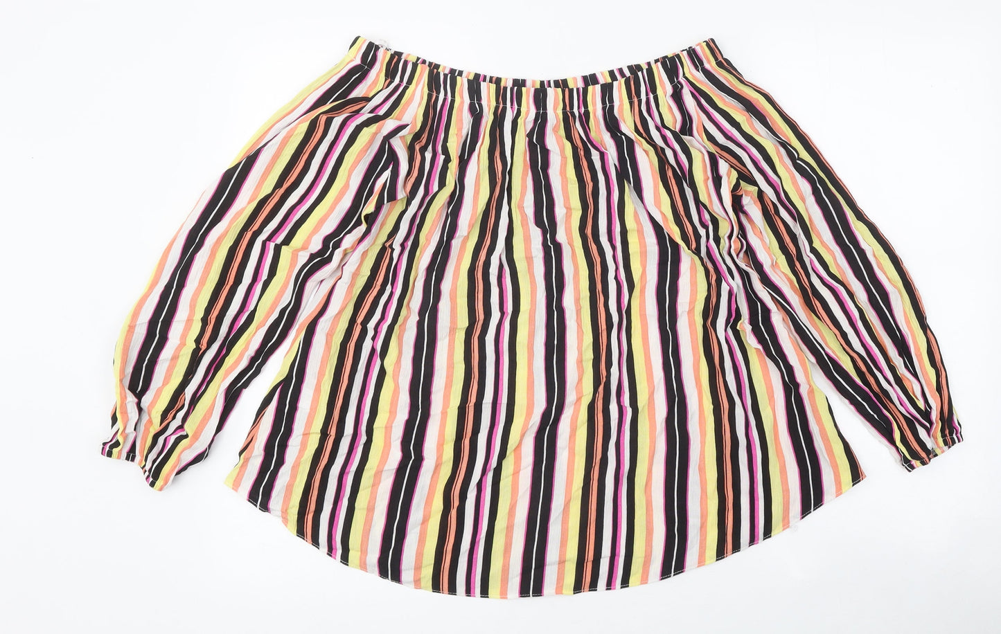 Select Womens Multicoloured Striped Viscose Basic Blouse Size 12 Off the Shoulder