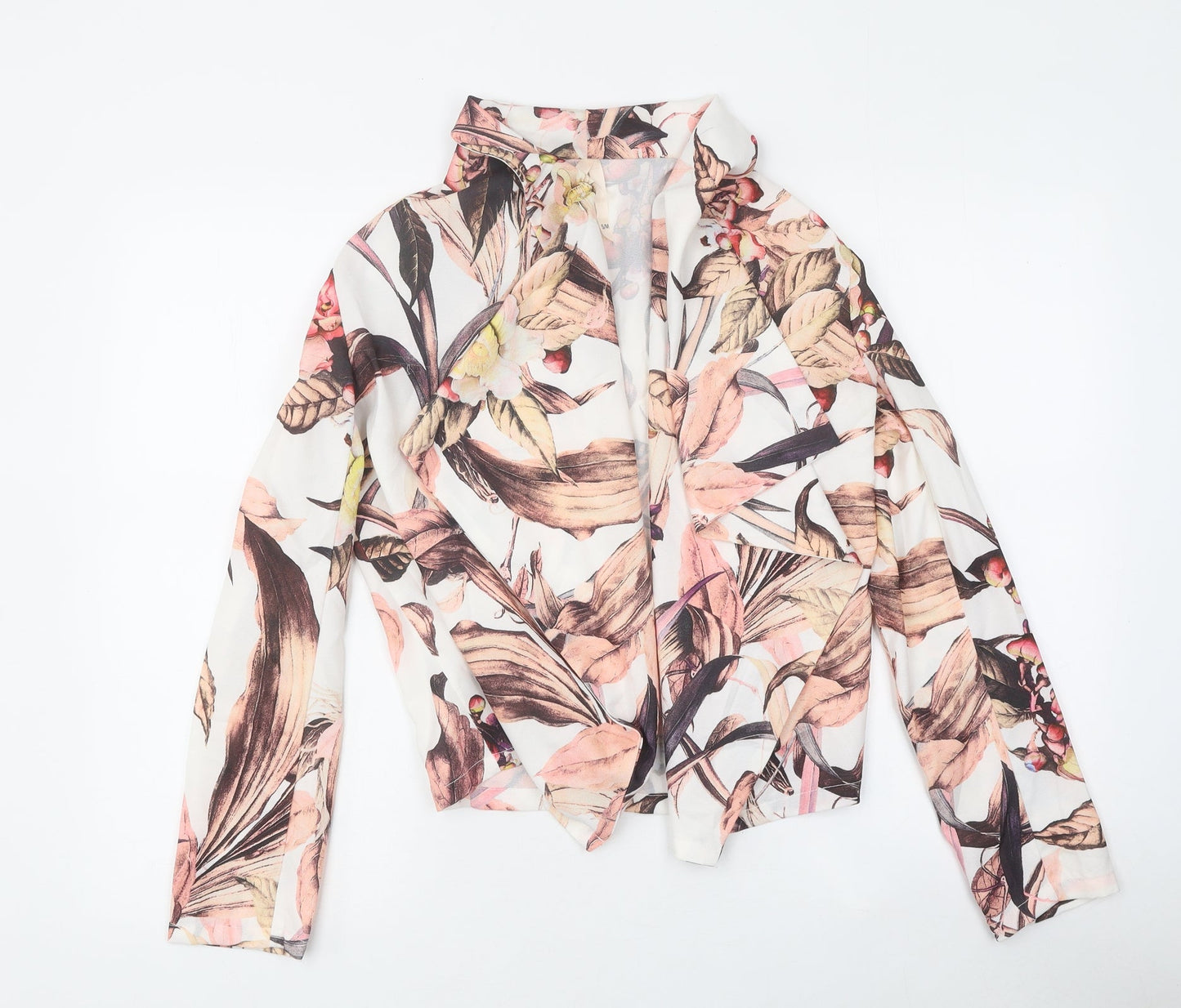 Lily White Womens White Floral Jacket Size S