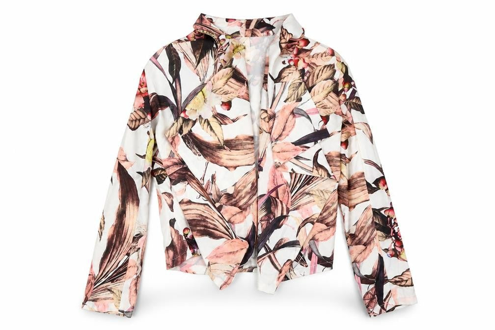 Lily White Womens White Floral Jacket Size S