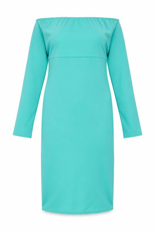 Quiz Womens Green Polyester Sheath Size 12 Off the Shoulder Snap