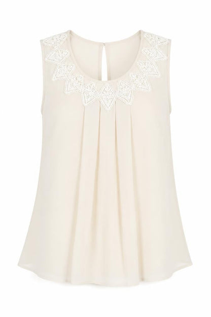 Warehouse Womens Beige Polyester Basic Tank Size 8 Scoop Neck