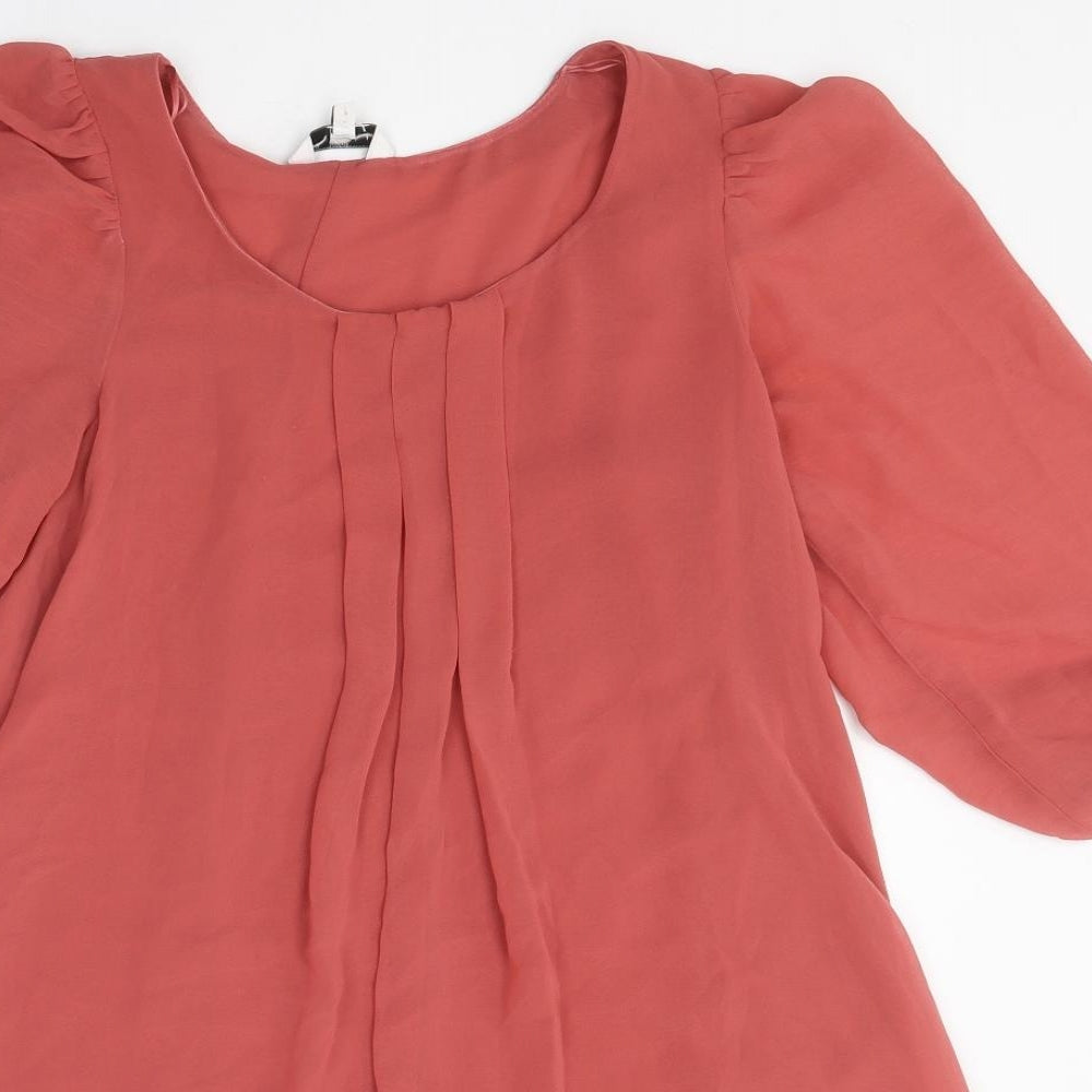 New Look Womens Red Viscose Trapeze & Swing Size 10 Boat Neck Pullover