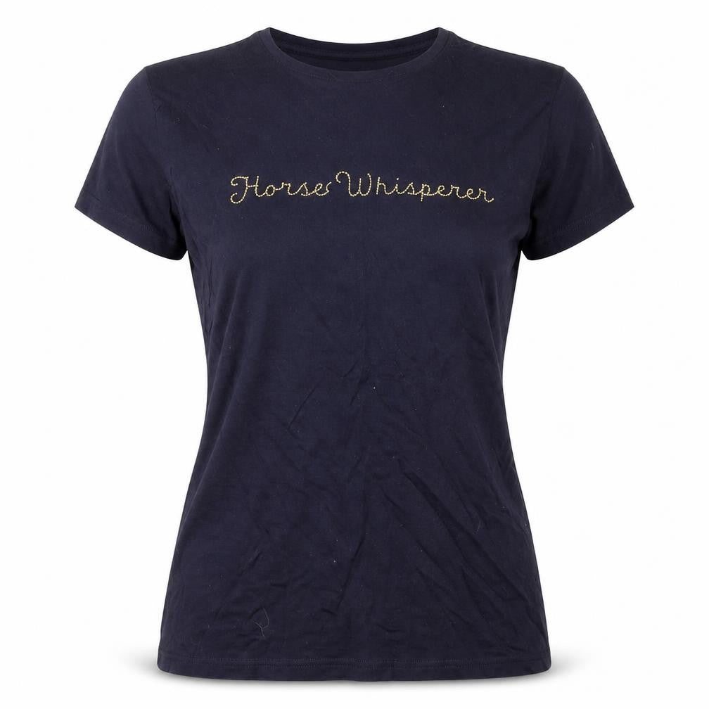 Mia Suki Womens Blue Polyester Basic T-Shirt Size M Round Neck