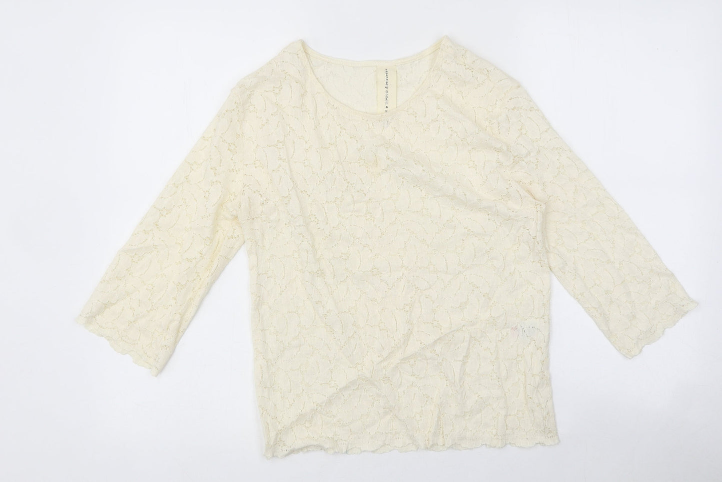 Preworn Womens Ivory Polyester Basic Blouse Size 10 Boat Neck
