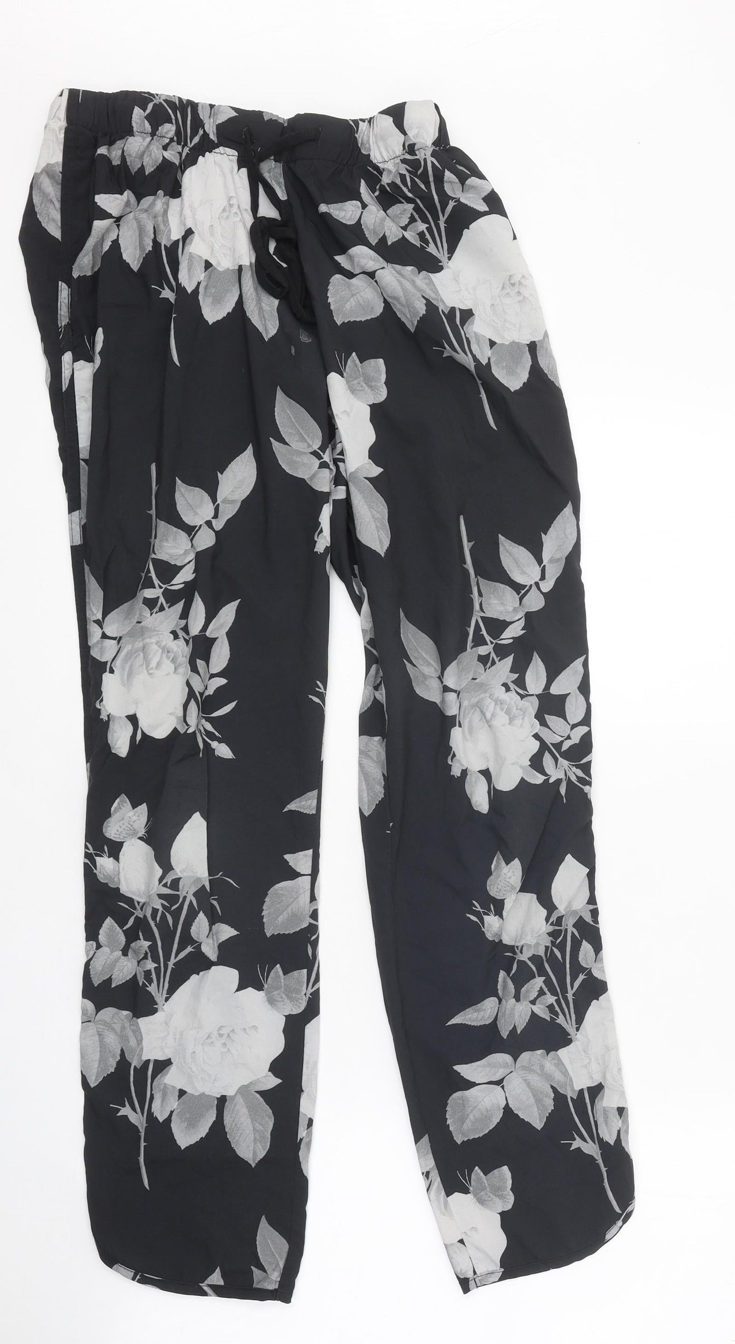 NEXT Womens Black Geometric Polyester Trousers Size 8 Regular
