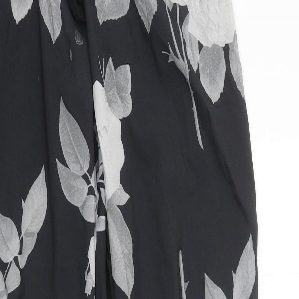 NEXT Womens Black Geometric Polyester Trousers Size 8 Regular