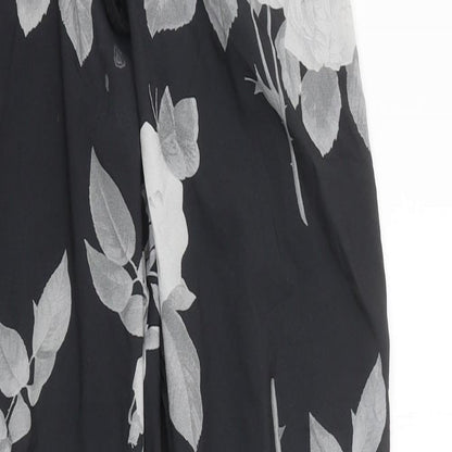 Next Womens Black Geometric Polyester Trousers Size 8 Regular
