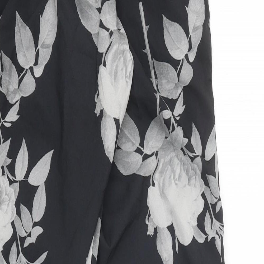 NEXT Womens Black Geometric Polyester Trousers Size 8 Regular