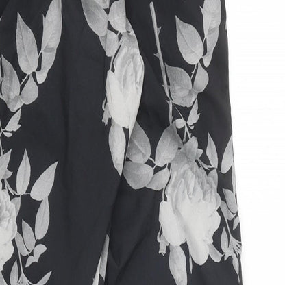 Next Womens Black Geometric Polyester Trousers Size 8 Regular