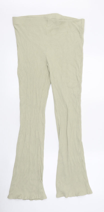 H&M Womens Green Polyester Trousers Size L Regular