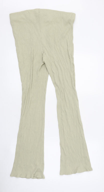 H&M Womens Green Polyester Trousers Size L Regular