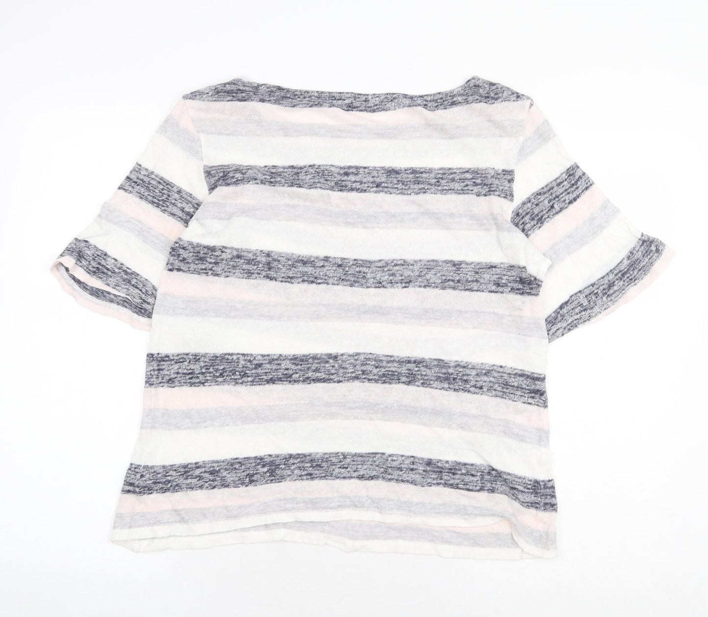 Phase Eight Womens Multicoloured Striped Cotton Basic T-Shirt Size 8 Boat Neck