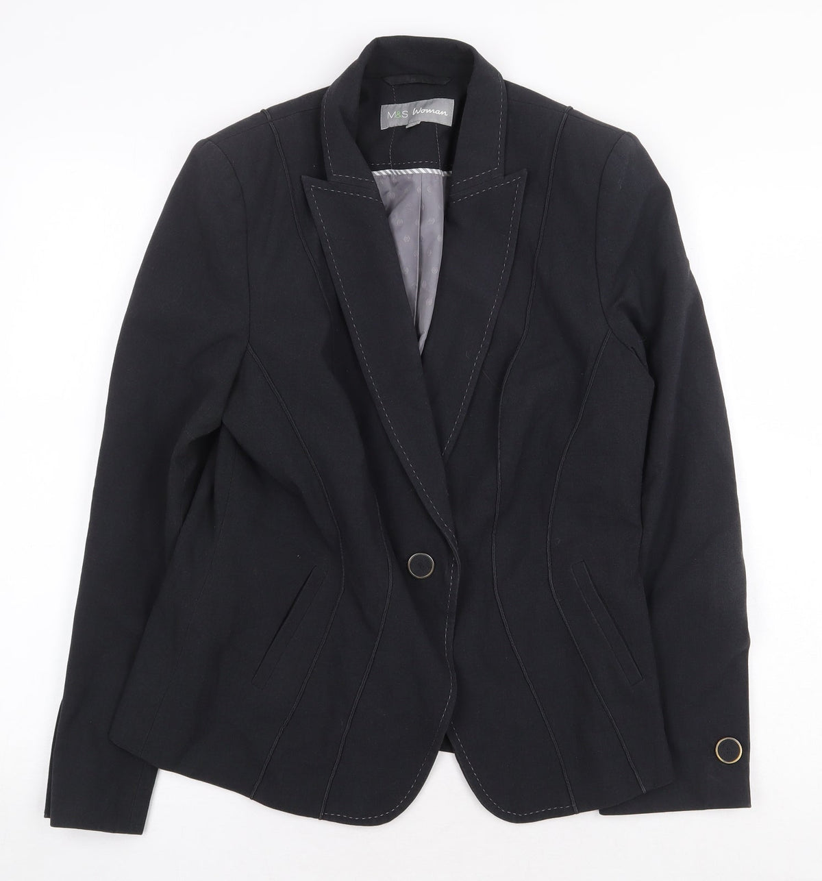 Marks & Spencer Womens Grey Jacket Size 14 Button