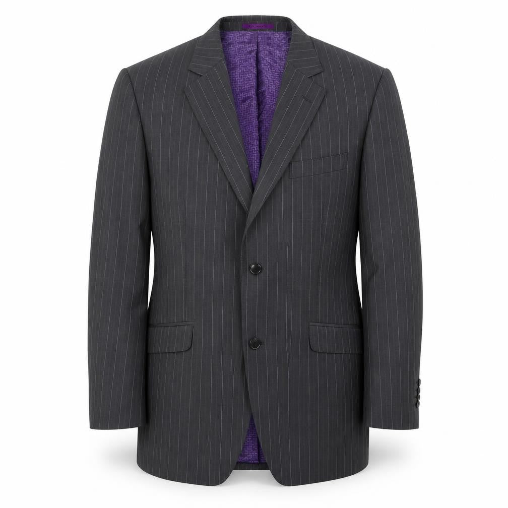 Balmain Mens Grey Striped Wool Jacket Blazer Size 44