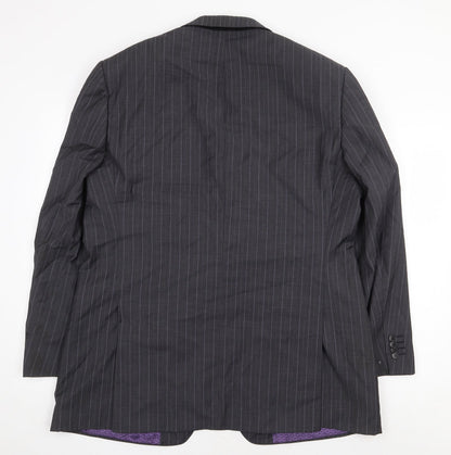 Balmain Mens Grey Striped Wool Jacket Blazer Size 44