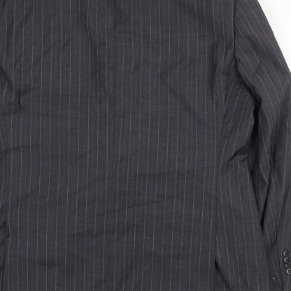 Balmain Mens Grey Striped Wool Jacket Blazer Size 44