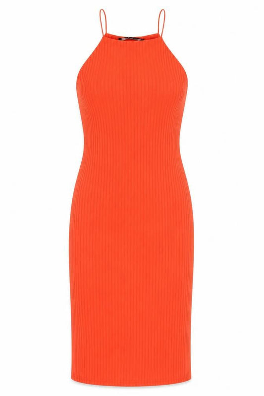 Missguided Womens Orange Polyester Pencil Dress Size 8 Square Neck Pullover