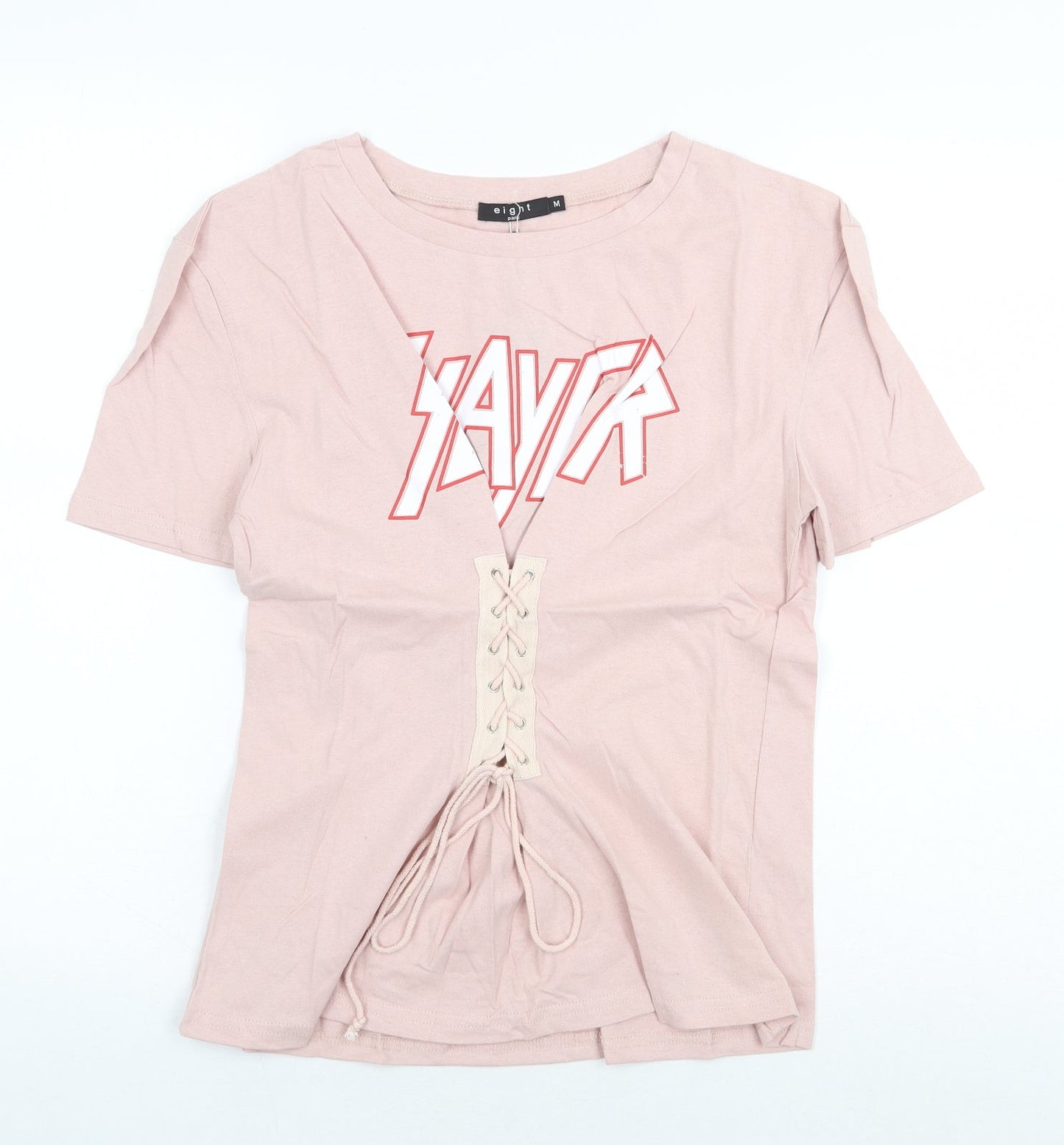 Eight Paris Womens Pink 100% Cotton Basic T-Shirt Size M Round Neck