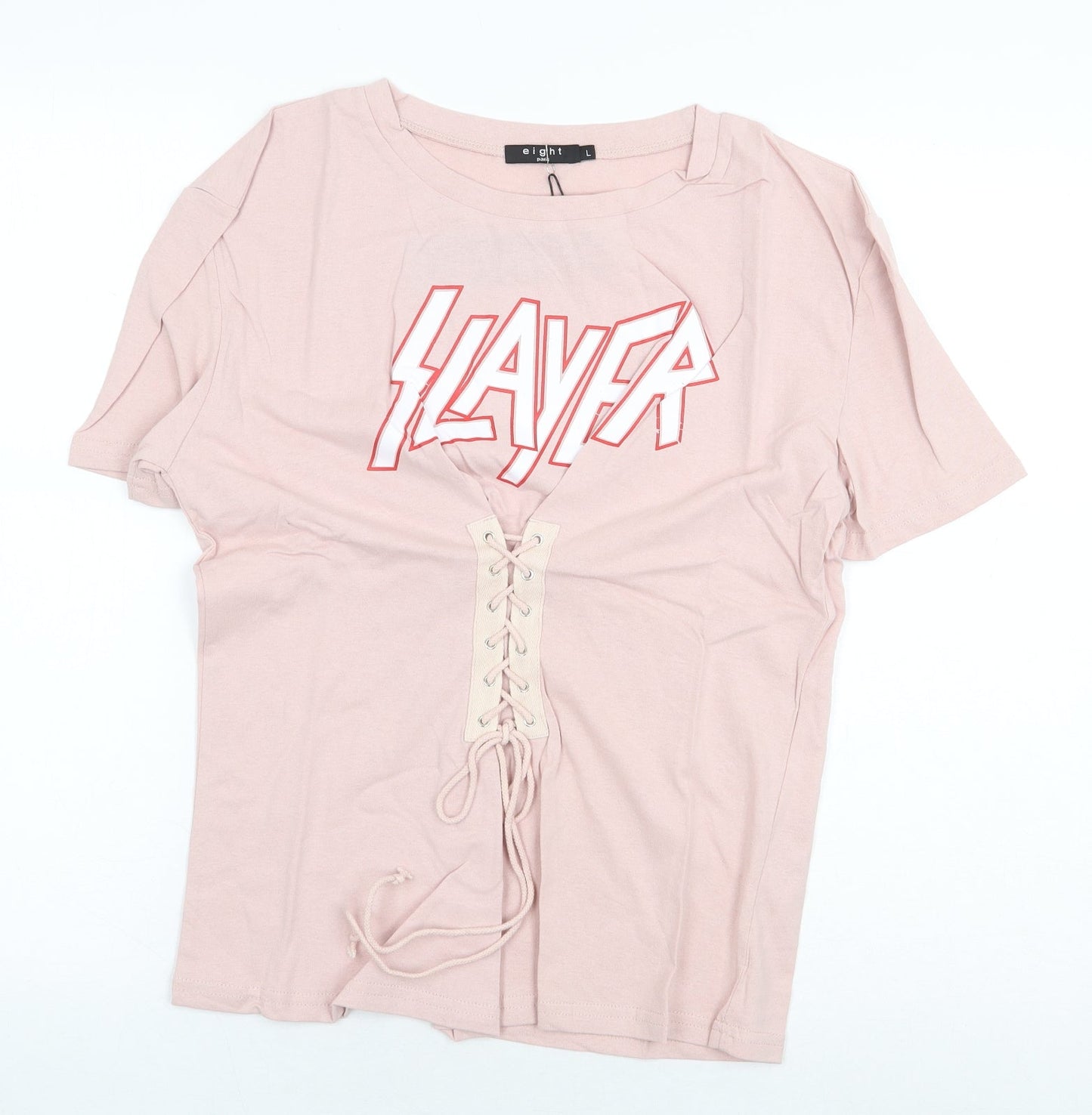 Eight Paris Womens Pink 100% Cotton Basic T-Shirt Size L Round Neck
