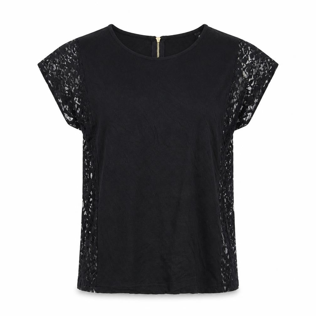 Soaked in Luxury Womens Black Viscose Basic Blouse Size M Boat Neck