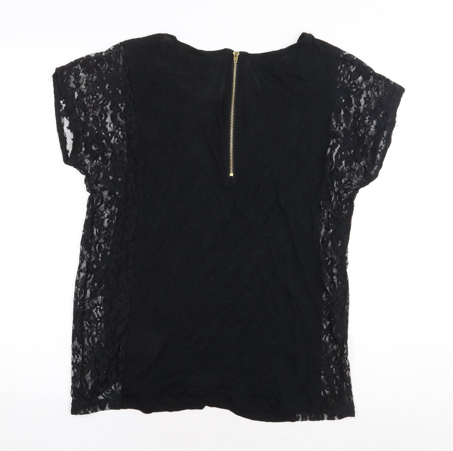 Soaked in Luxury Womens Black Viscose Basic Blouse Size M Boat Neck
