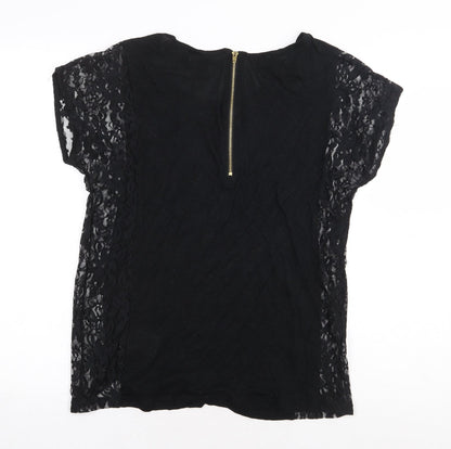 Soaked in Luxury Womens Black Viscose Basic Blouse Size M Boat Neck