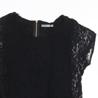 Soaked in Luxury Womens Black Viscose Basic Blouse Size M Boat Neck