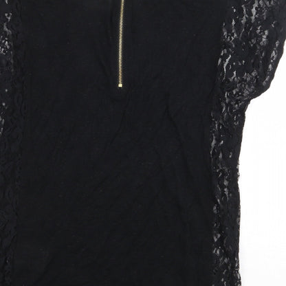 Soaked in Luxury Womens Black Viscose Basic Blouse Size M Boat Neck