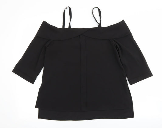 River Island Womens Black Polyester Basic Blouse Size 8 Off the Shoulder