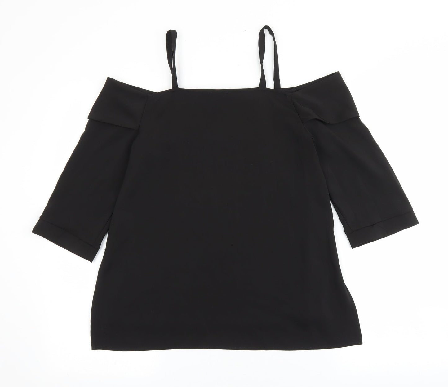 River Island Womens Black Polyester Basic Blouse Size 8 Off the Shoulder