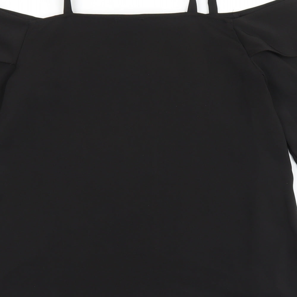 River Island Womens Black Polyester Basic Blouse Size 8 Off the Shoulder