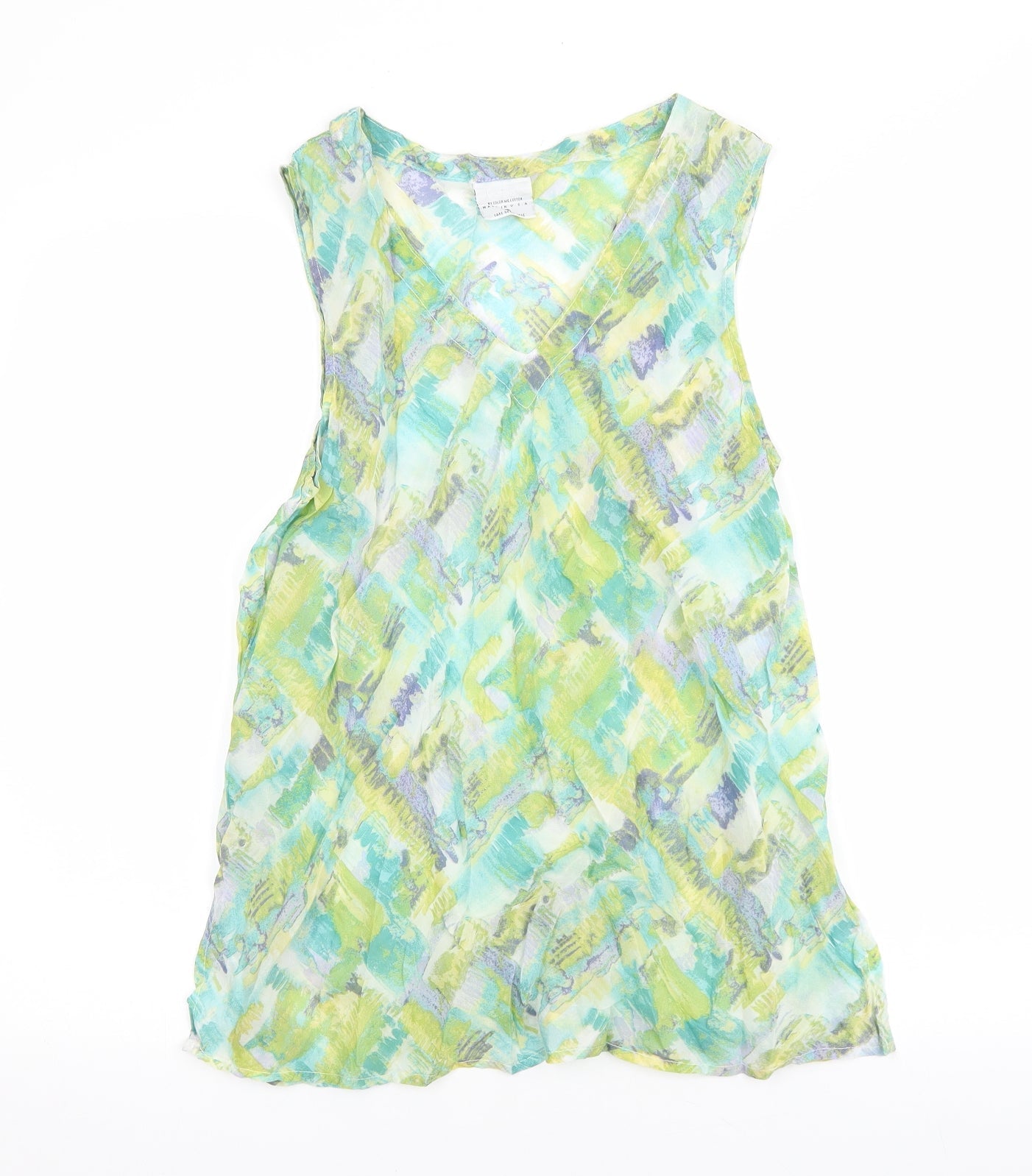 Click Womens Multicoloured Geometric Cupro Basic Tank Size M V-Neck