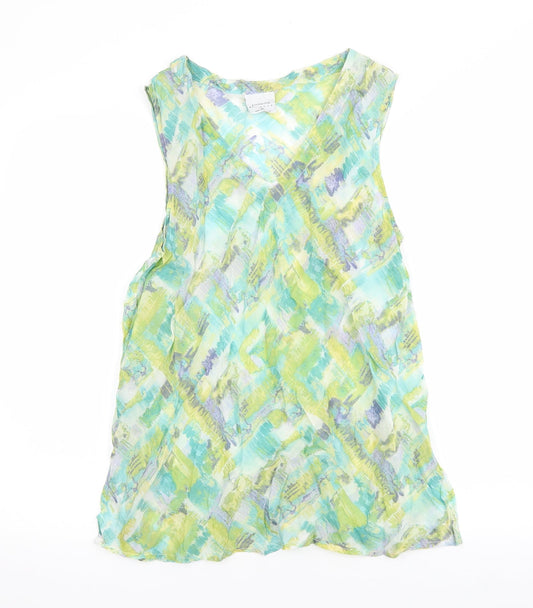 Click Womens Multicoloured Geometric Cupro Basic Tank Size M V-Neck