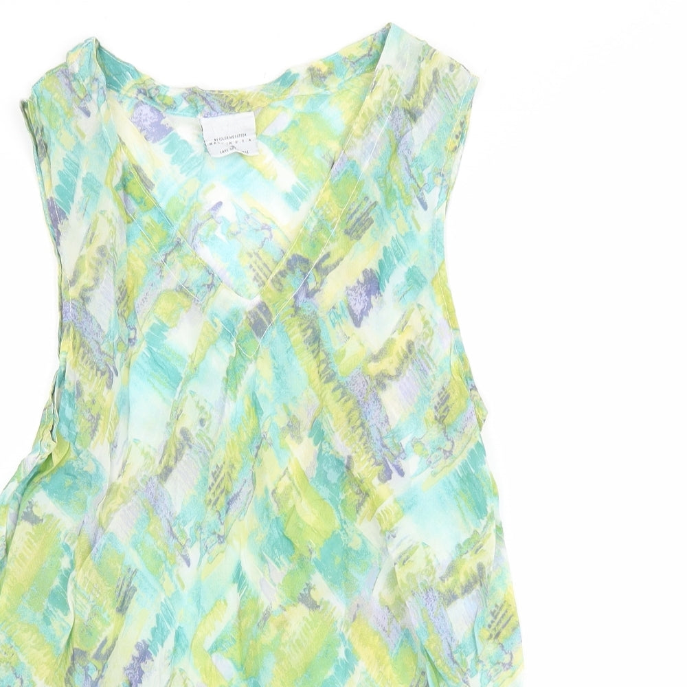Click Womens Multicoloured Geometric Cupro Basic Tank Size M V-Neck