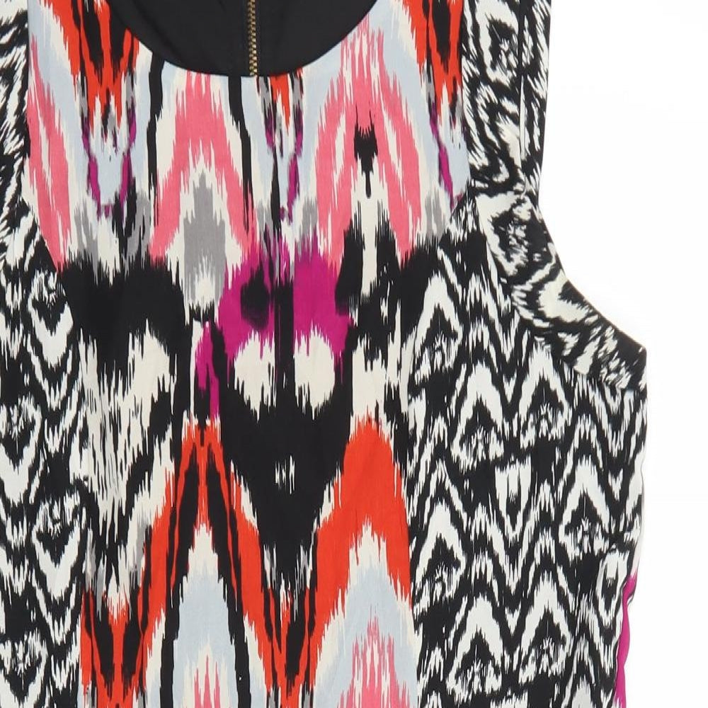 Vera Moda Womens Multicoloured Geometric Polyester Shift Size 40 Boat Neck Zip