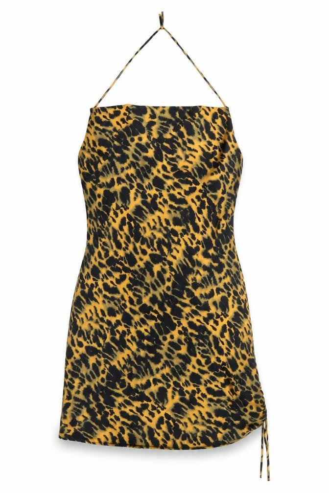 Topshop Womens Multicoloured Animal Print Polyester Mini Size 14 Halter Tie