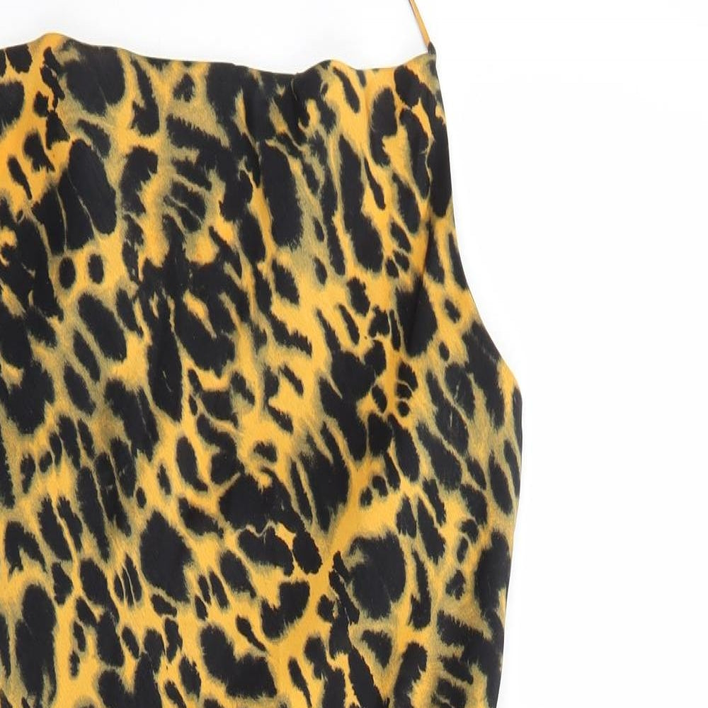 Topshop Womens Multicoloured Animal Print Polyester Mini Size 14 Halter Tie