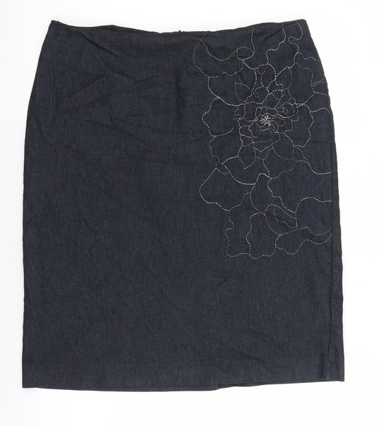 Florence & Fred Womens Blue Cotton Straight & Pencil Skirt Size 14 Zip