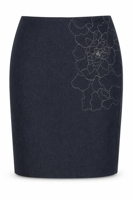 F&F Womens Blue Cotton Straight & Pencil Skirt Size 14 Zip