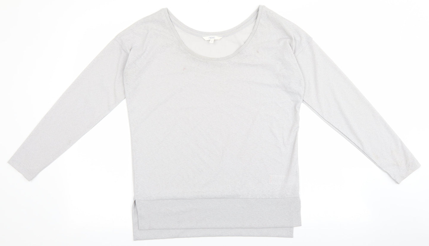 NEXT Womens Grey Polyester Basic T-Shirt Size 6 Scoop Neck
