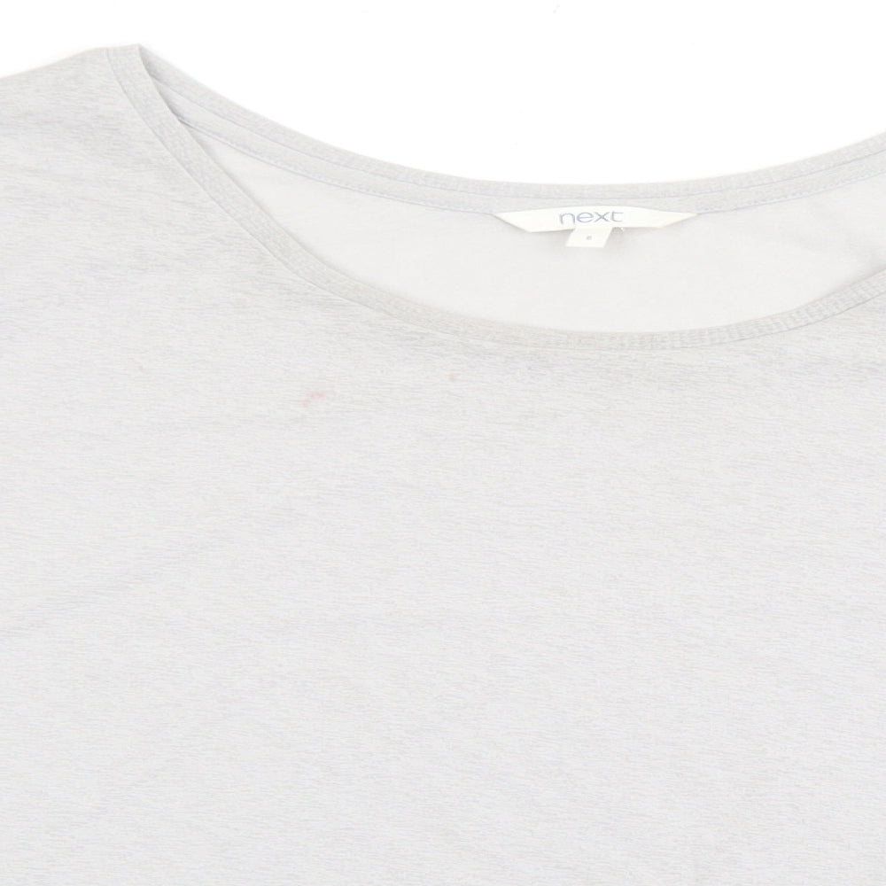 NEXT Womens Grey Polyester Basic T-Shirt Size 6 Scoop Neck