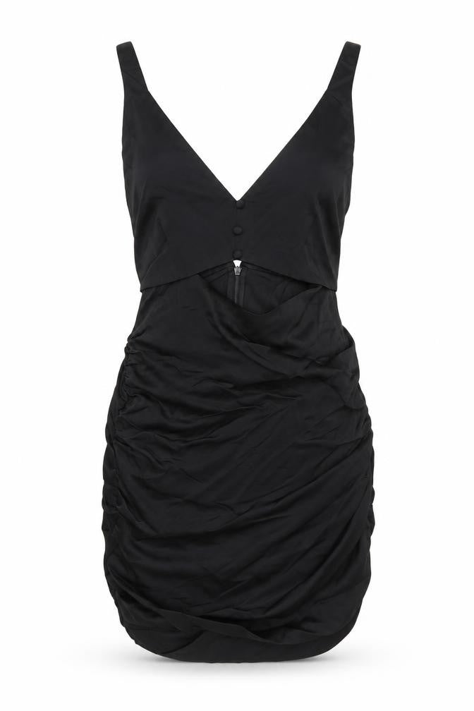 Zara Womens Black Polyester Mini Size XS V-Neck Zip