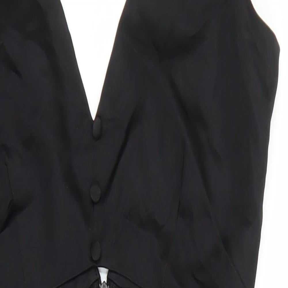 Zara Womens Black Polyester Mini Size XS V-Neck Zip