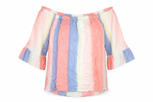 NEXT Womens Multicoloured Striped Viscose Basic Blouse Size 10 Off the Shoulder