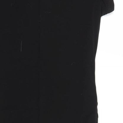 Next Womens Black Polyester Mini Size 10 Boat Neck Button