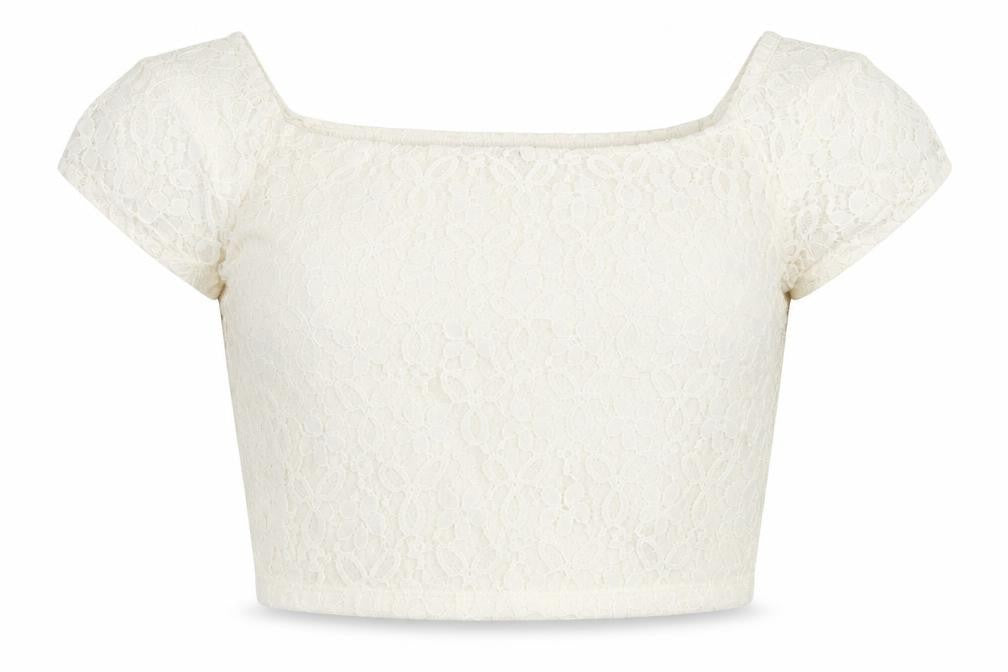 Primark Womens Ivory Polyester Cropped Blouse Size 8 Boat Neck