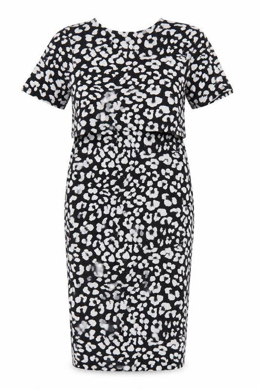 ASOS Womens Black Geometric Viscose Pencil Dress Size 10 Round Neck Pullover