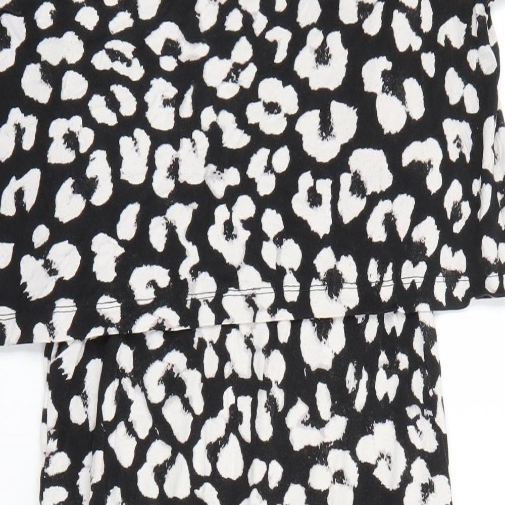 ASOS Womens Black Geometric Viscose Pencil Dress Size 10 Round Neck Pullover